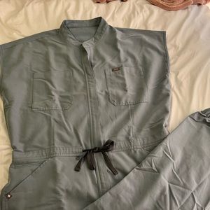 FIGS Rafaela Cargo Scrub Jumpsuit in Dusty Blue - XXL